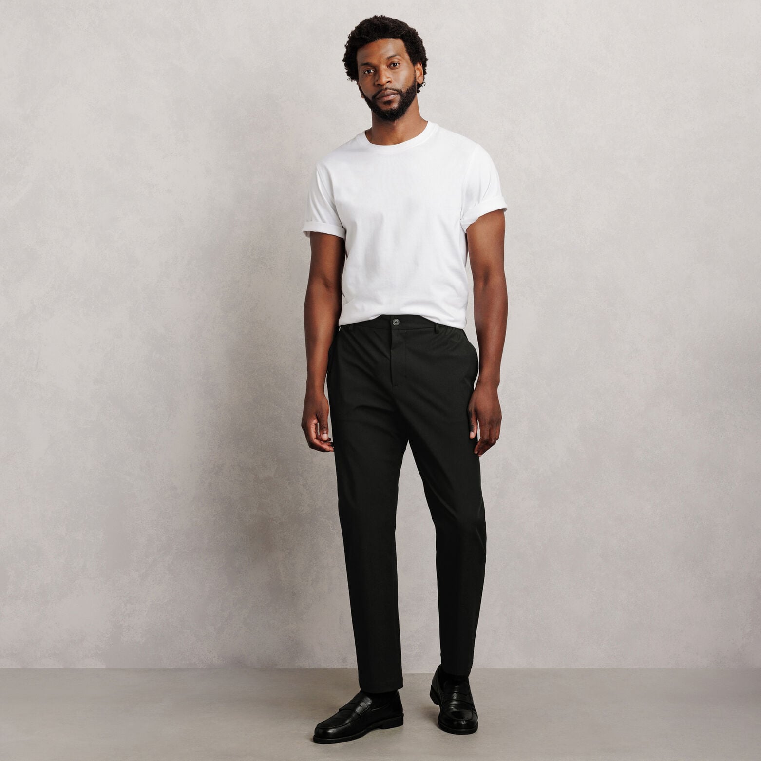 Pantalon tapered taille semi-&eacute;lastiqu&eacute;e