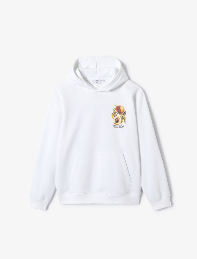 Sweater met kap en Japanse print voor-en achteraan