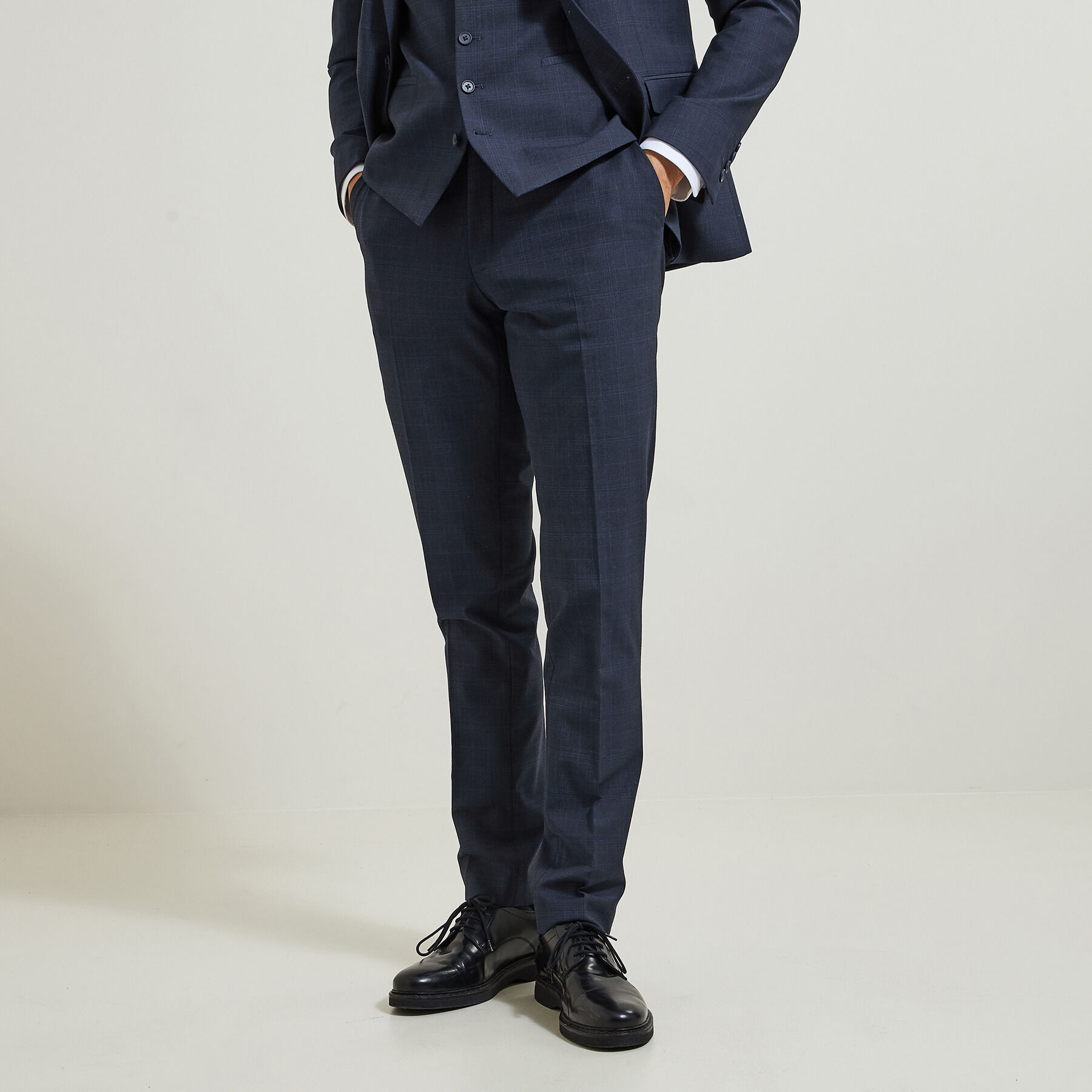 Pantalon de costume slim carreaux Bleu fonc Jules