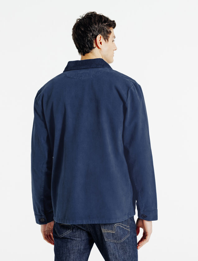 Vest, hemdskraag in ribfluweel met knopen