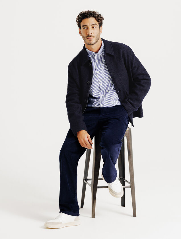 Blouson en laine col chemise