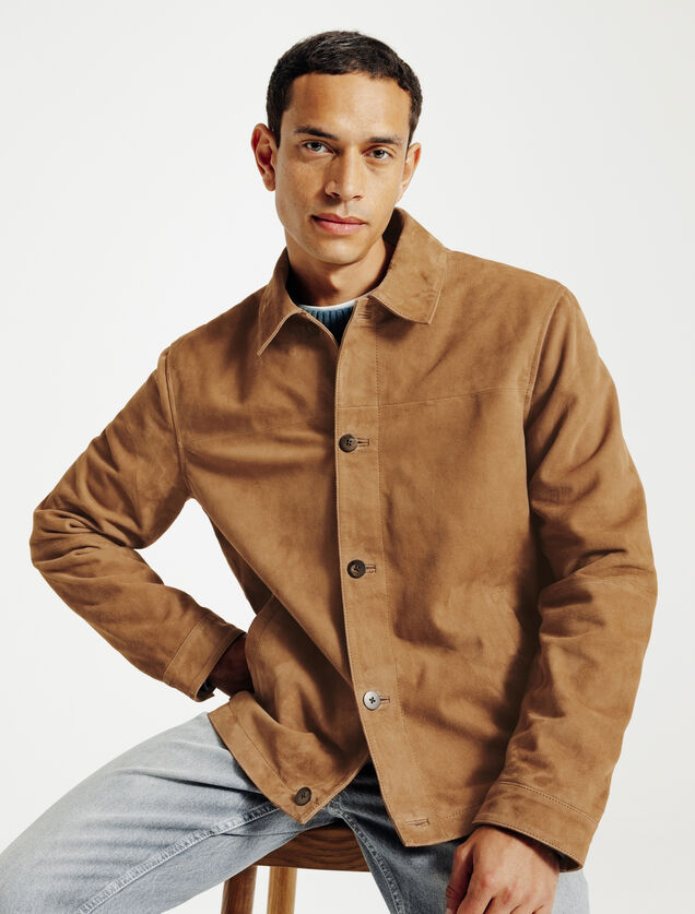 Leren jack met knopen