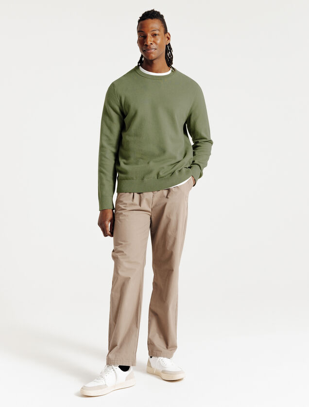 Trui ronde hals in fantasie-stekenpatroon