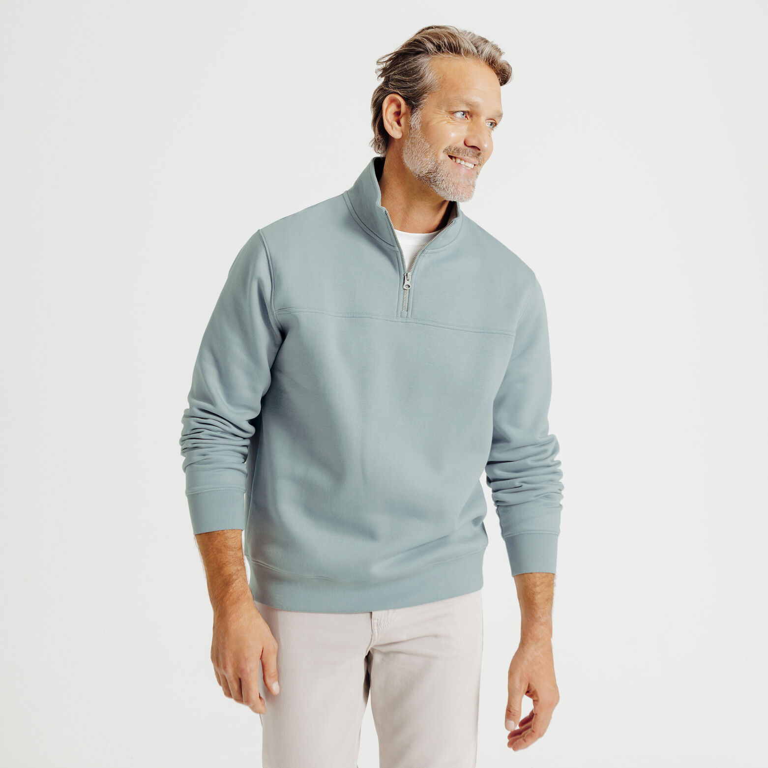 Effen sweater met opstaande ritskraag