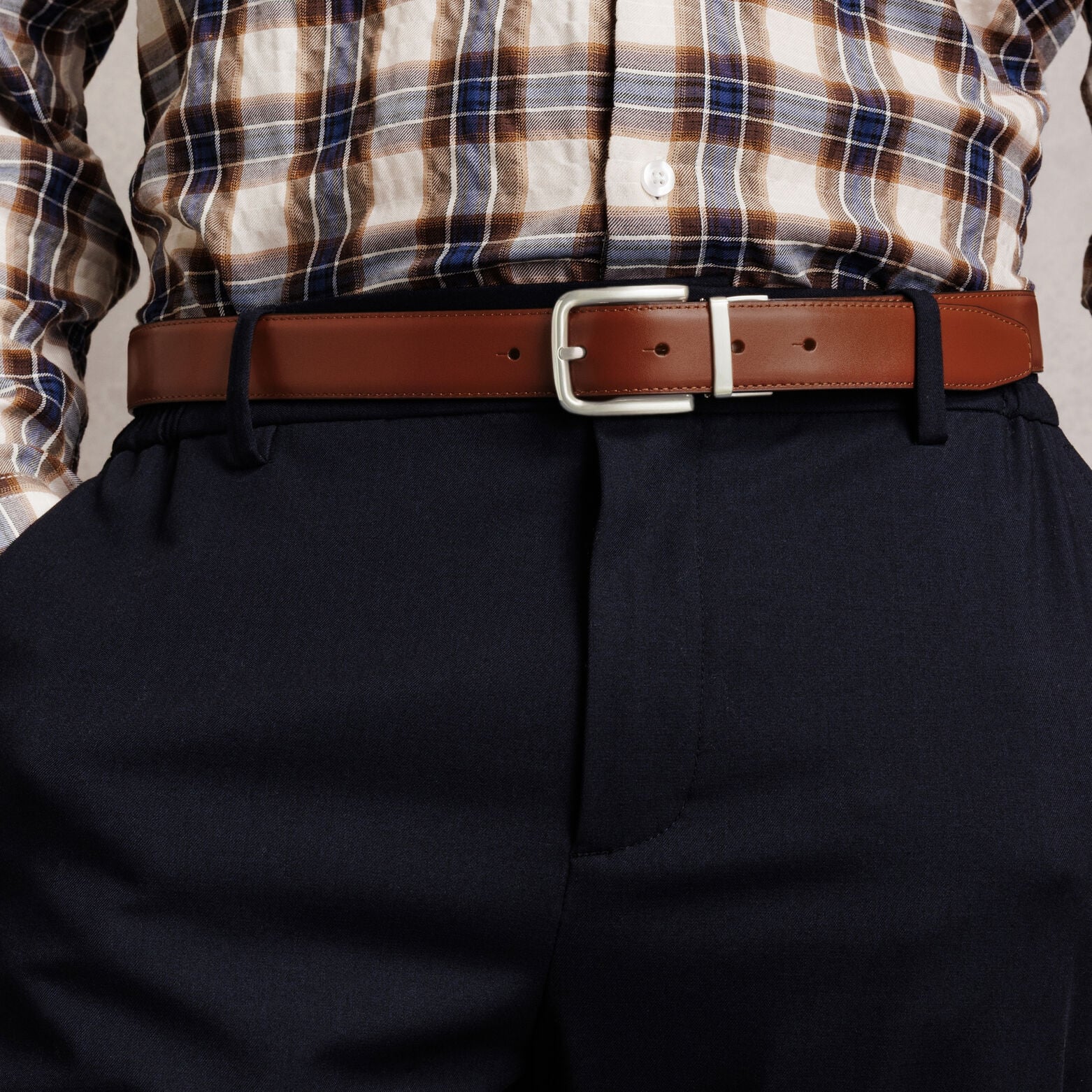 Coffret ceinture en cuir r&eacute;versible