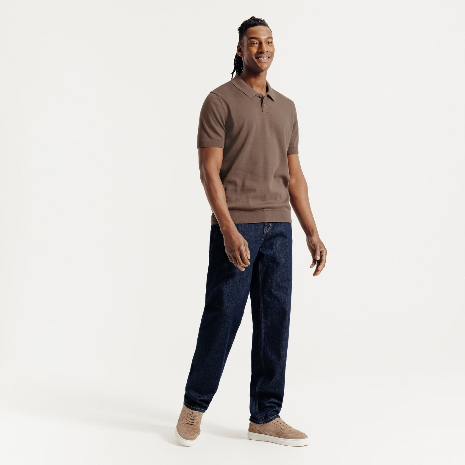 Polo en maille manches courtes col boutonn&eacute;