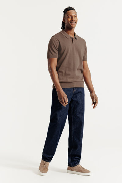 Polo en maille manches courtes col boutonn&eacute;