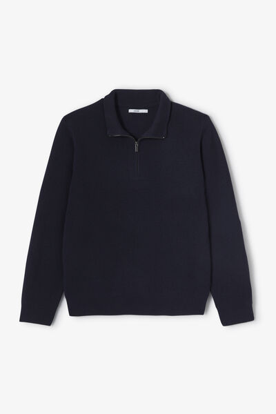 Pull col montant zippé gaufré