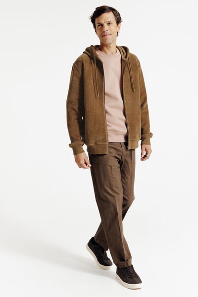 Sweater met kap en rits in fluweel