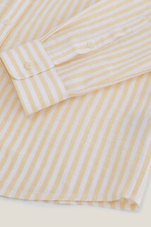 Chemise en coton lin ray&eacute;e col boutonn&eacute;