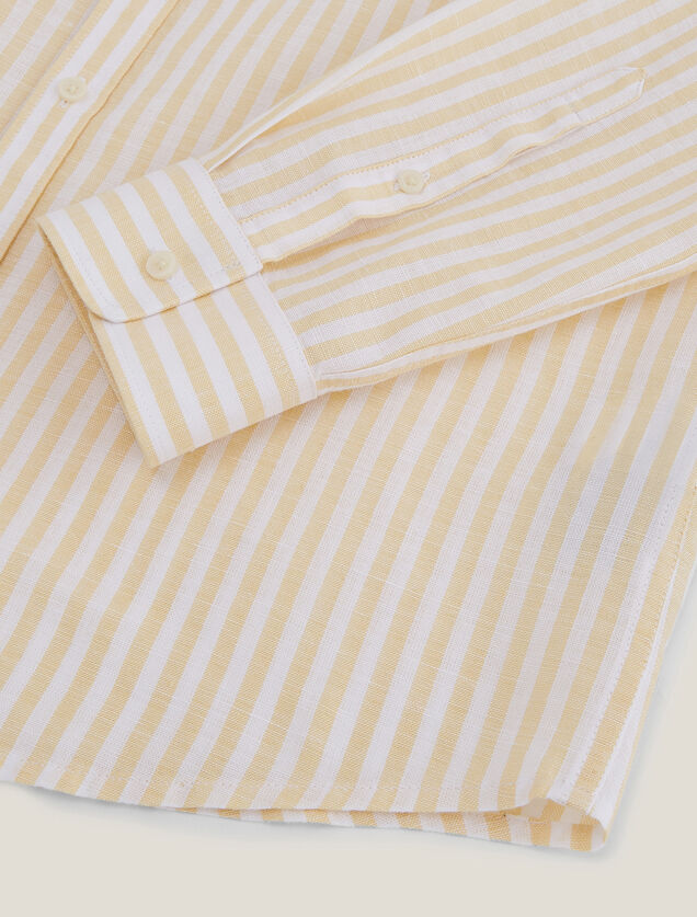 Chemise en coton lin ray&eacute;e col boutonn&eacute;