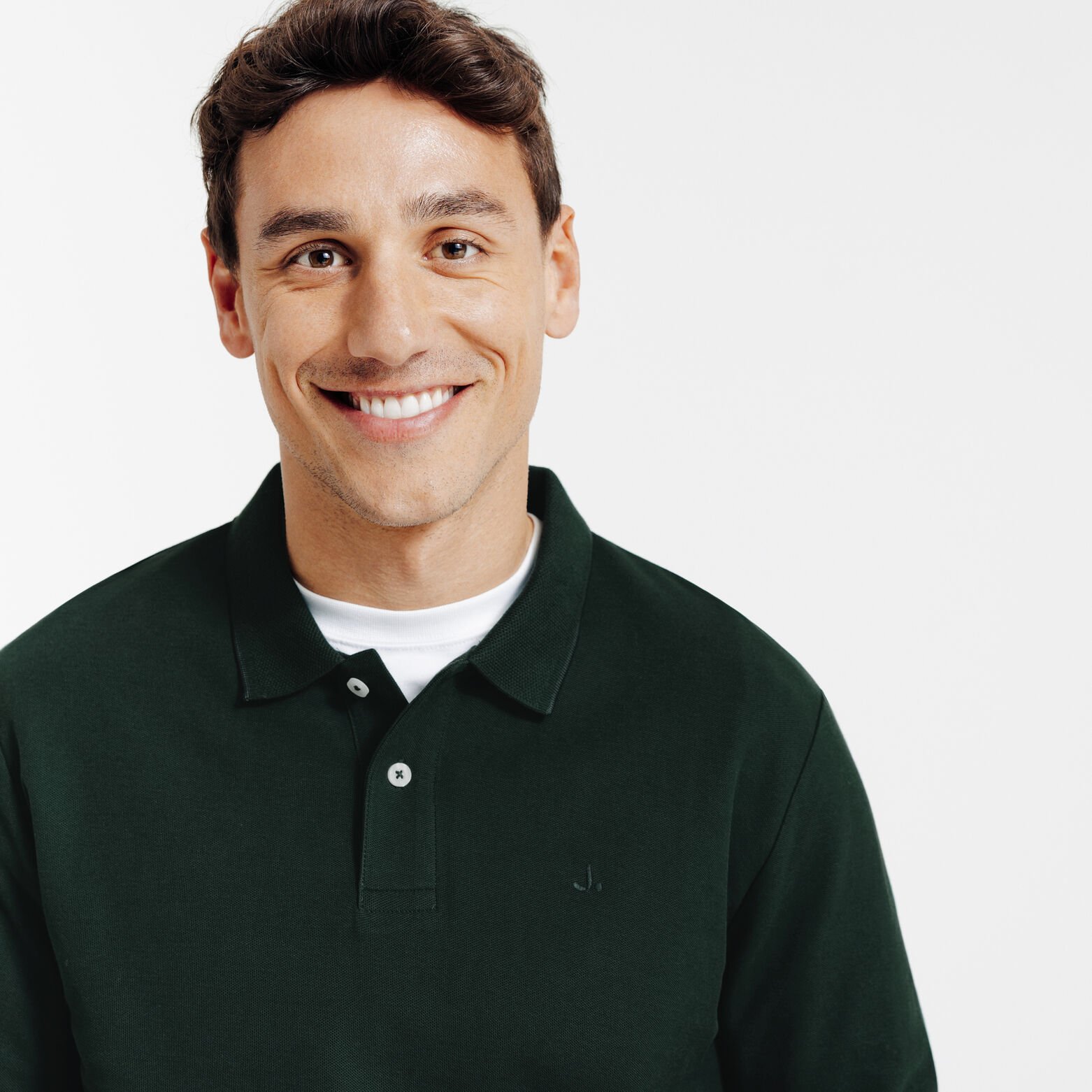 Polo manches longues piqu&eacute; uni