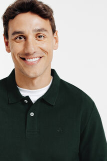 Effen polo in piqu&eacute;katoen, met lange mouwen