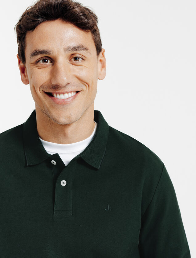 Effen polo in piqu&eacute;katoen, met lange mouwen