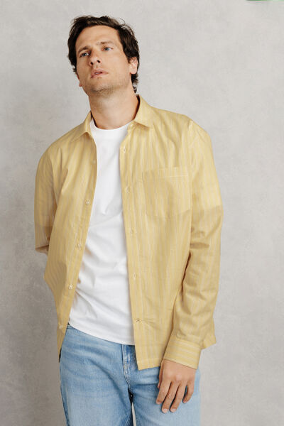 Chemise en coton boxy ray&eacute;e