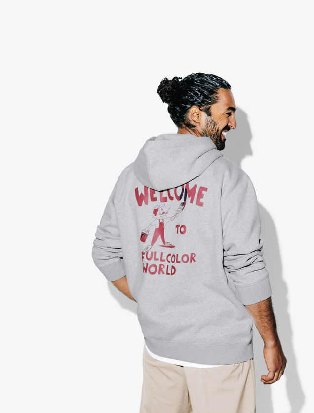 Sweat &agrave; capuche relax avec imprim&eacute; devant et dos