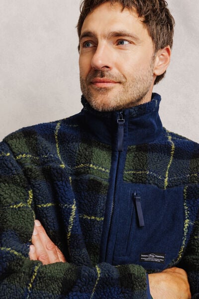 Sweat col montant zipp&eacute; en sherpa imprim&eacute;e