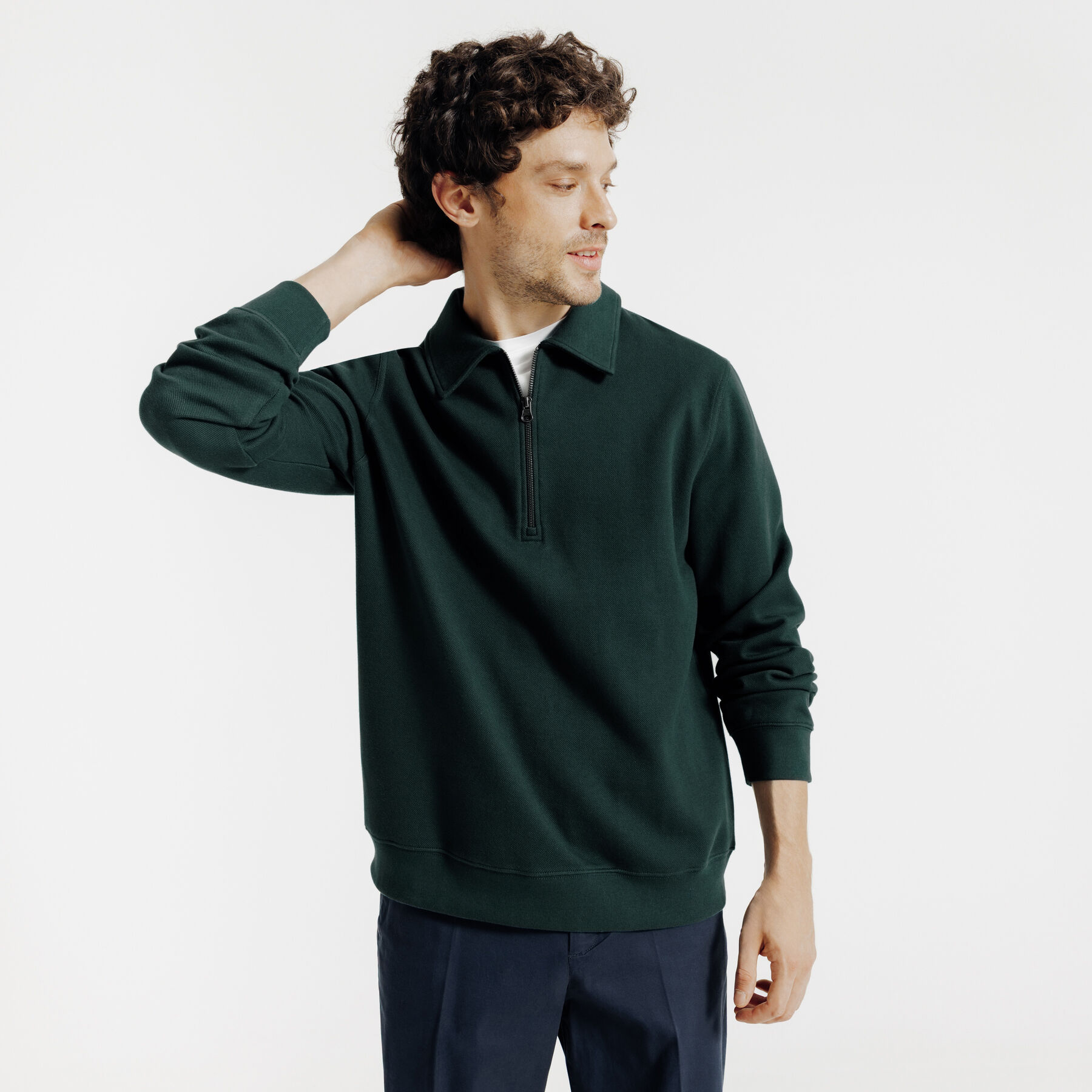 sweat col polo homme