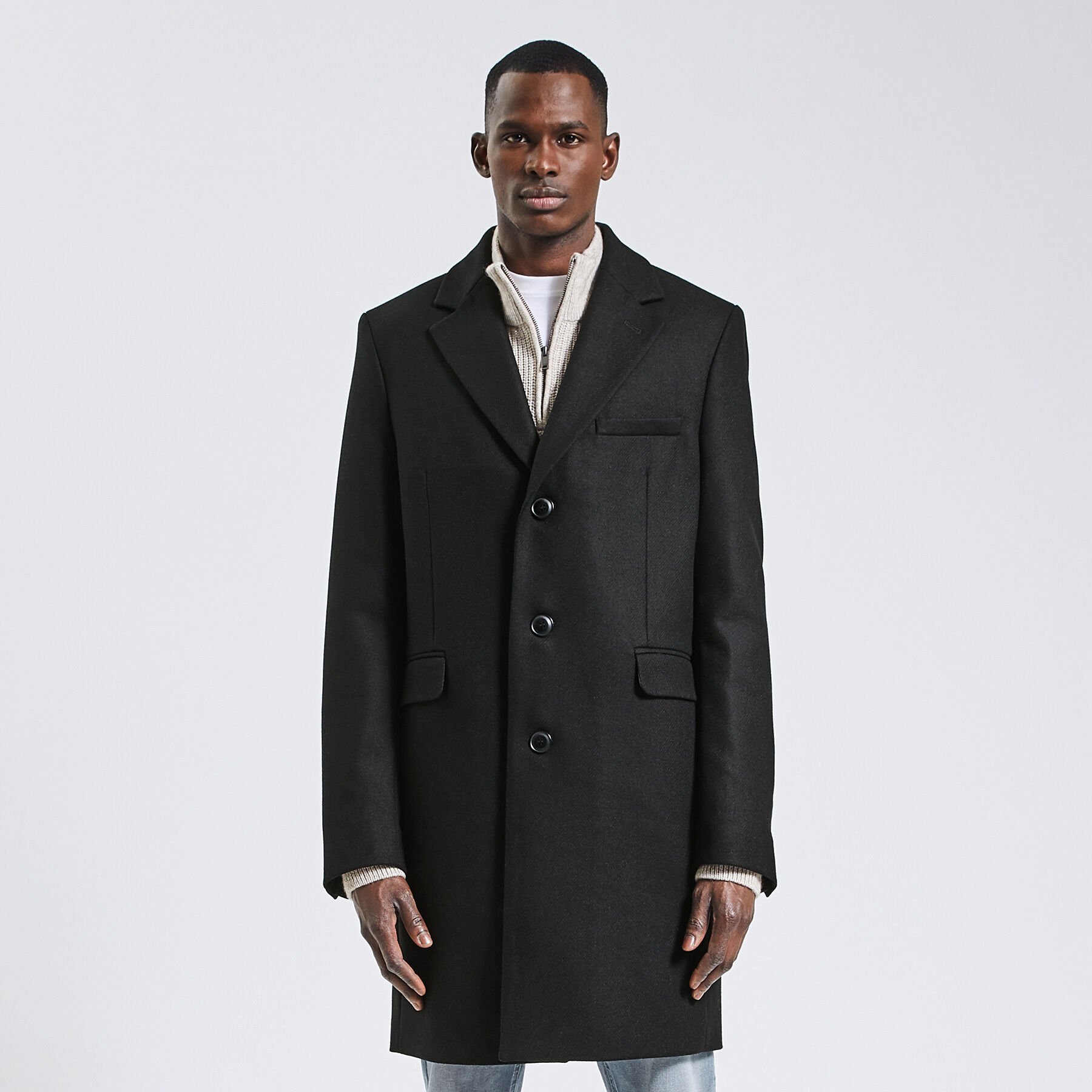 Veste longue deals homme noir