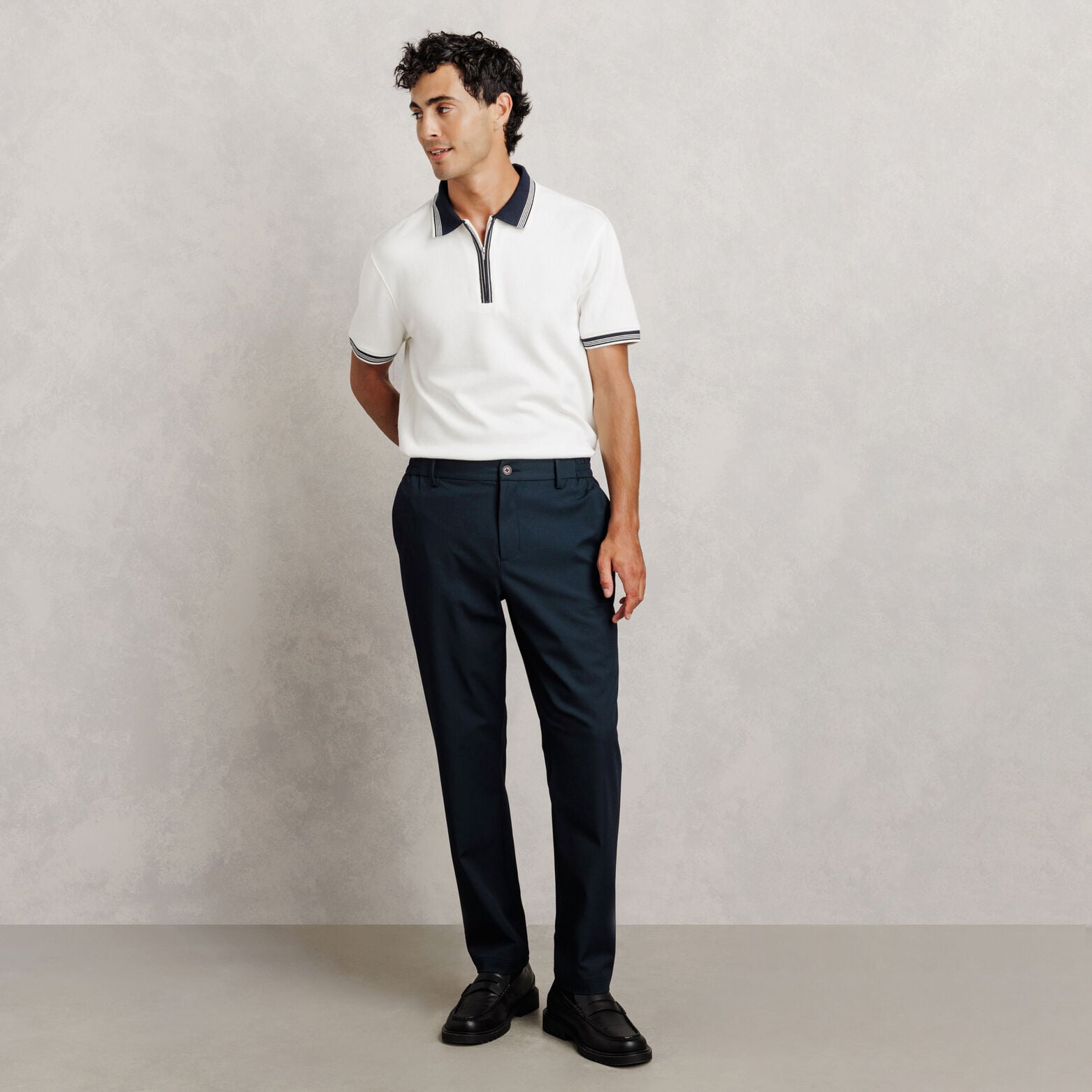 Tapered broek met half-elastische taille
