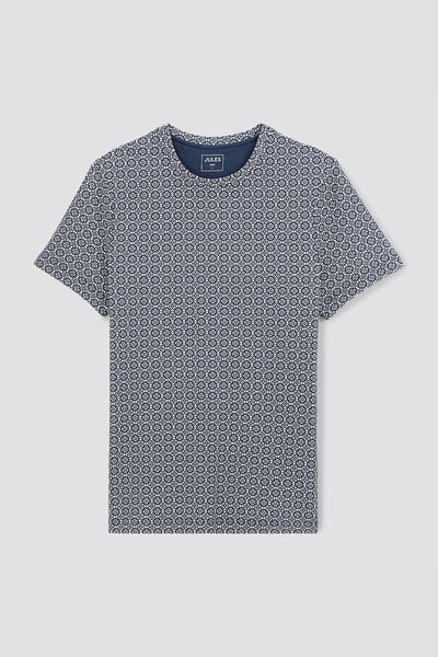 T-shirt in katoen en linnen met print