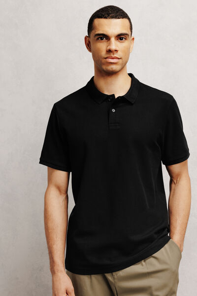 Effen polo in piqu&eacute;katoen met korte mouwen