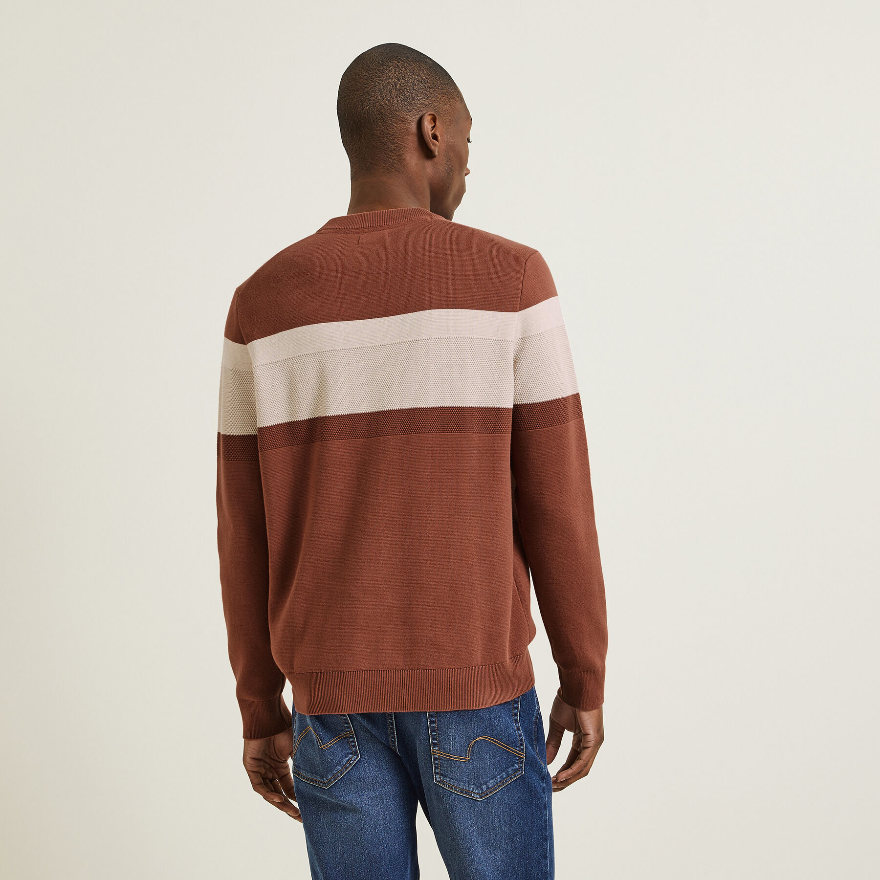 Pull color block homme top