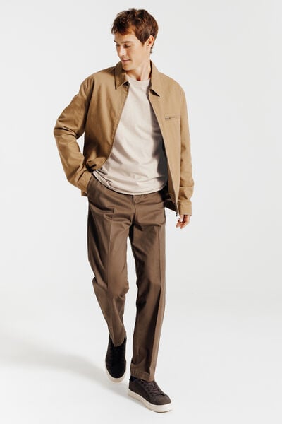 T-shirt in gevlamde stof met borduursel op de bors