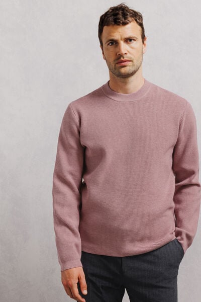 Pull col rond jeux de points fantaisie