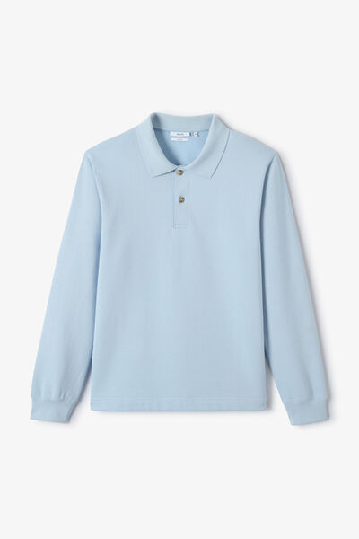 Sweat col polo boutonn&eacute; molleton uni