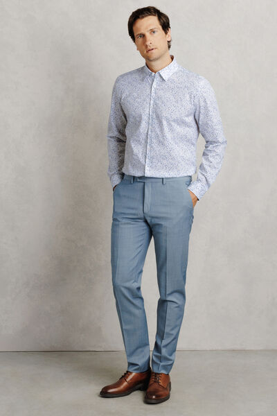 Chemise en coton slim imprim&eacute; fleuri