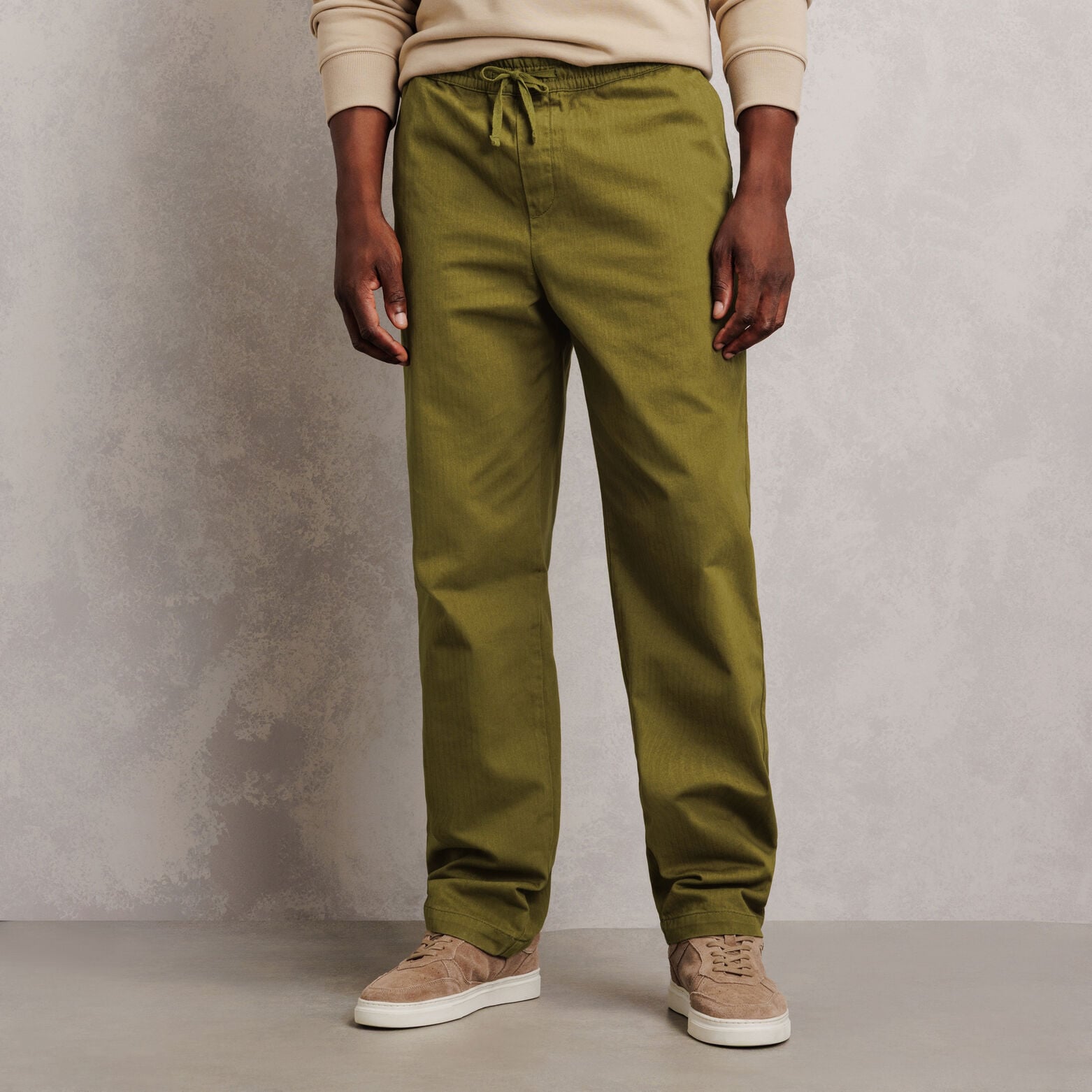 Pantalon tapered taille &eacute;lastiqu&eacute;e 100% coton