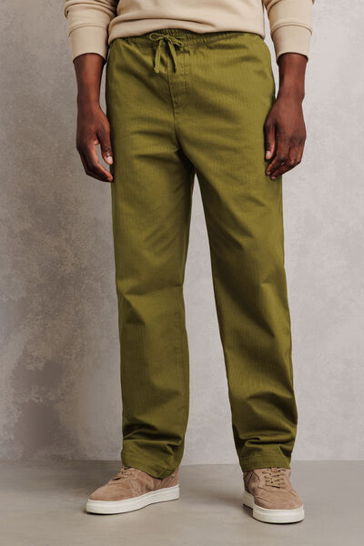 Pantalon tapered taille &eacute;lastiqu&eacute;e 100% coton