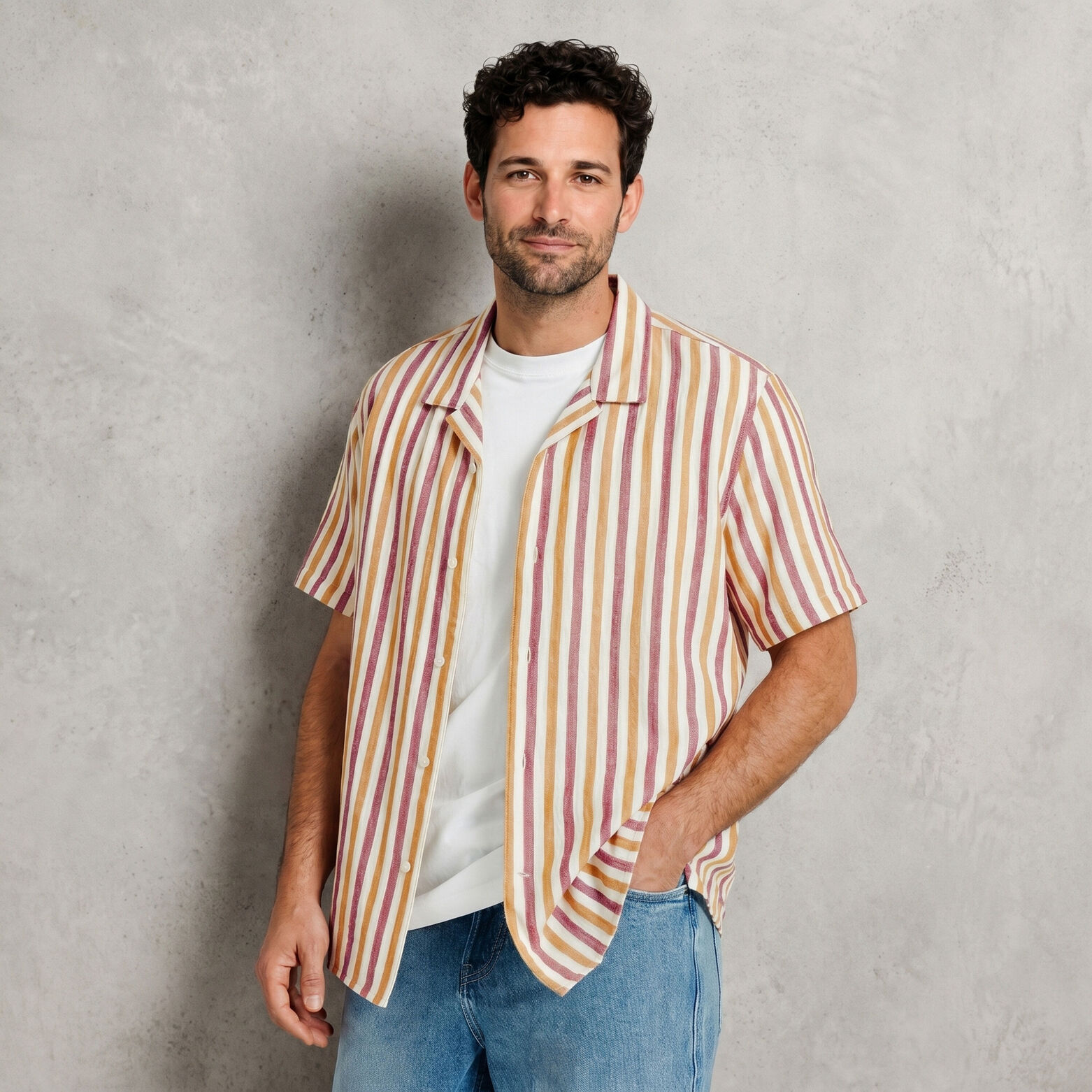 Regular fit gestreept overhemd met korte mouw van 