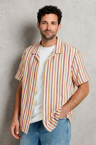 Regular fit gestreept overhemd met korte mouw van 