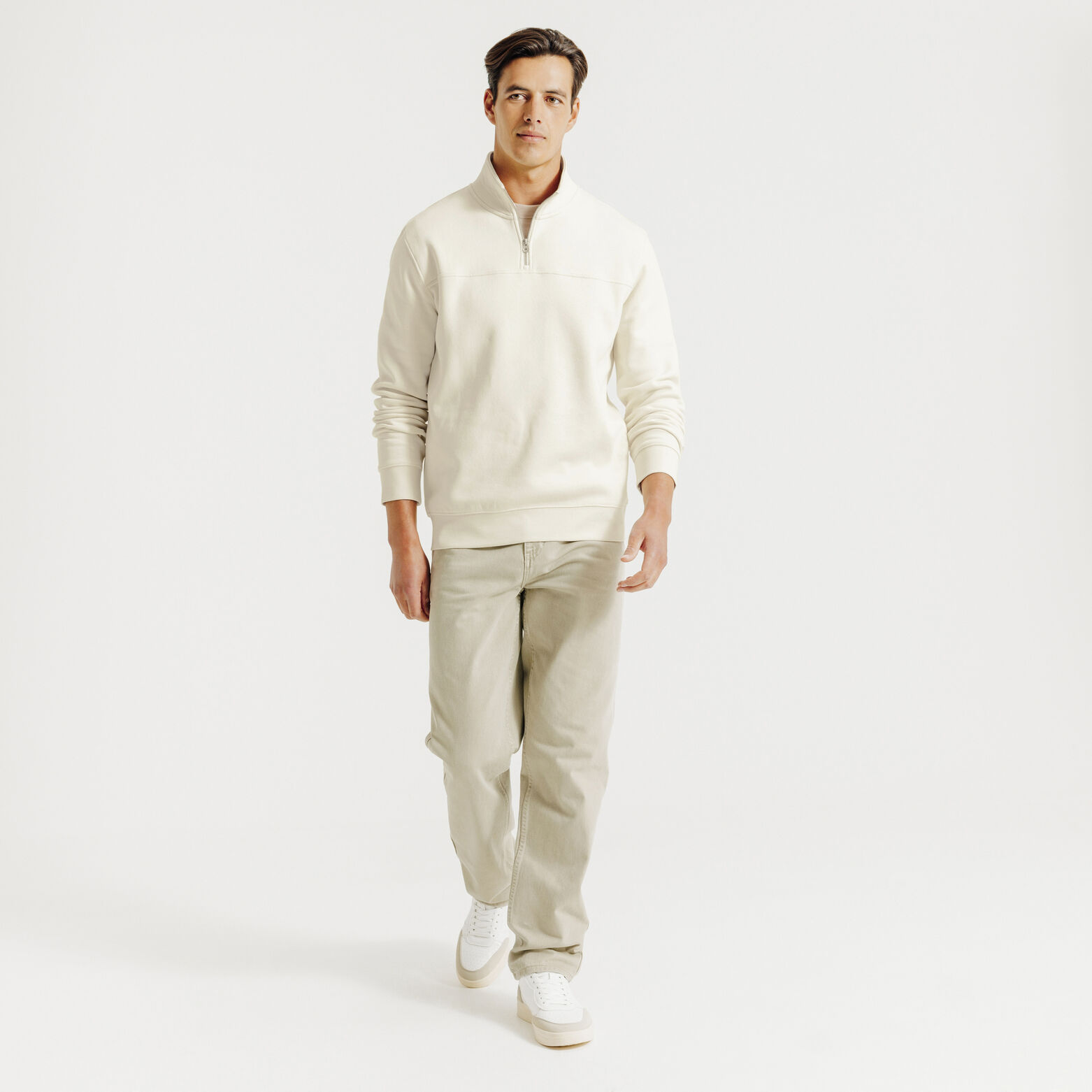 Sweat col montant zippé uni