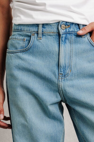 Jean loose RE-JEAN d&eacute;lav&eacute; 100% coton