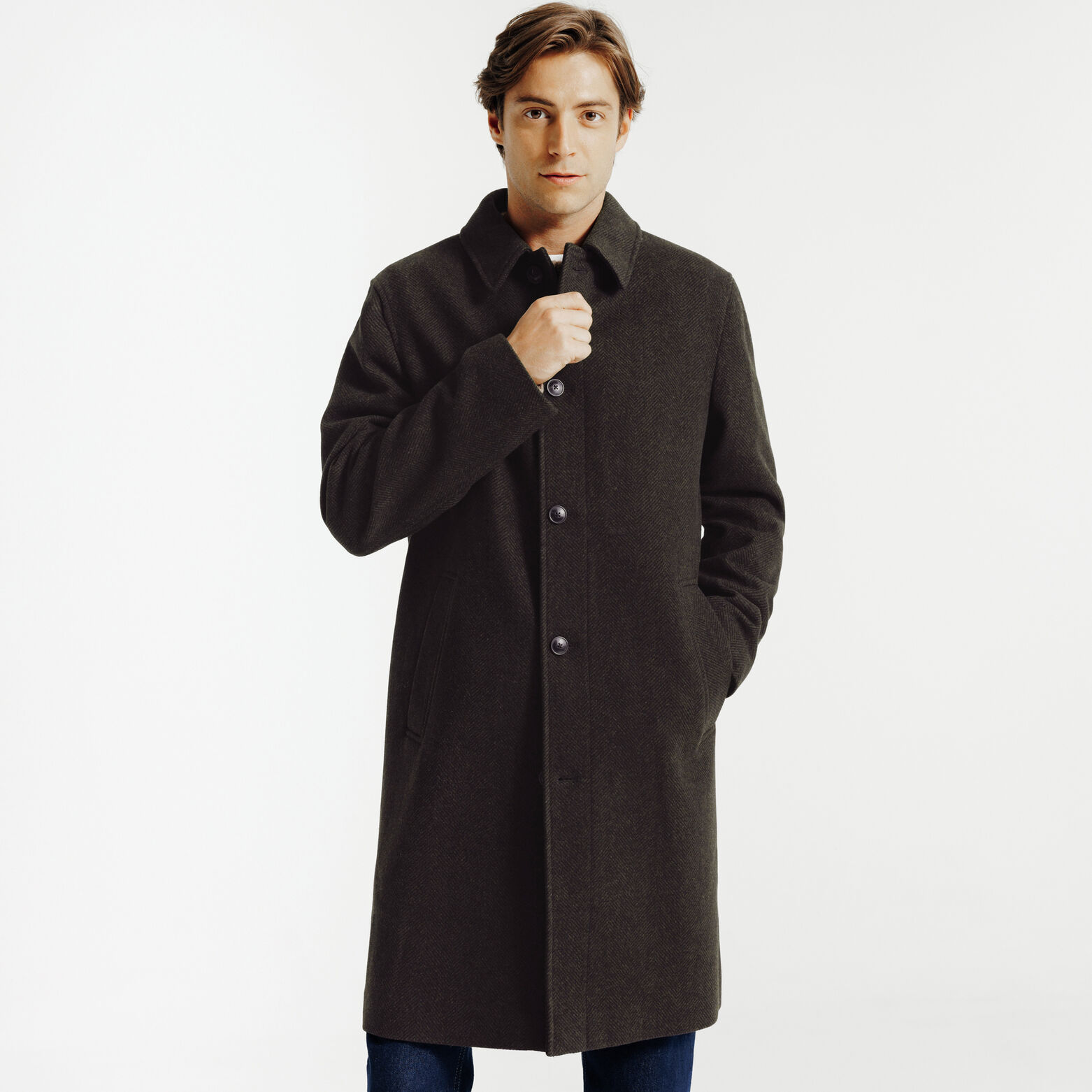 Manteau long col chemise