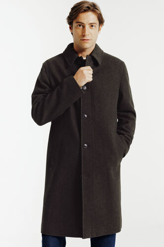 Lange mantel met hemdskraag