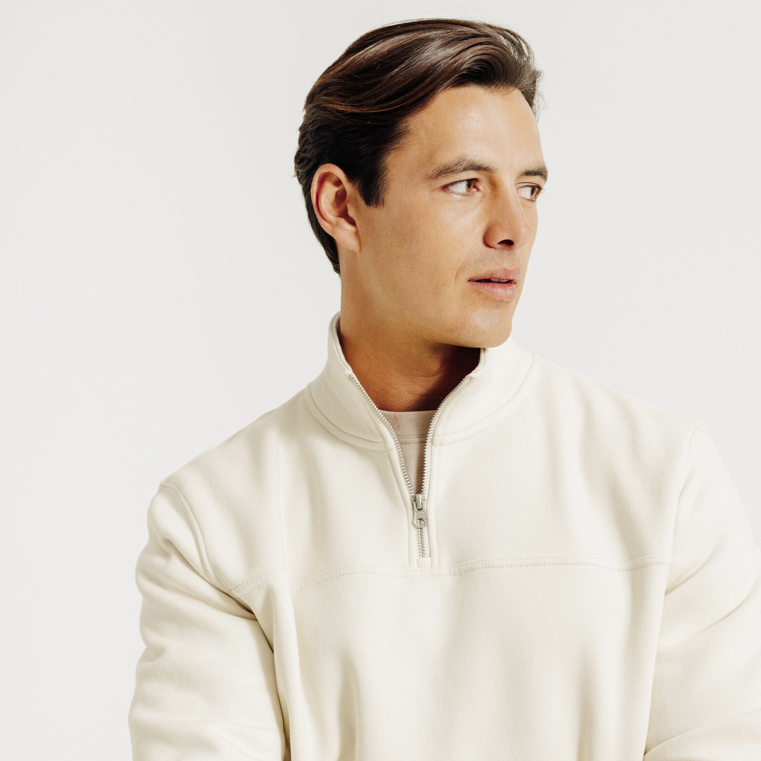 Sweat col montant zippé uni