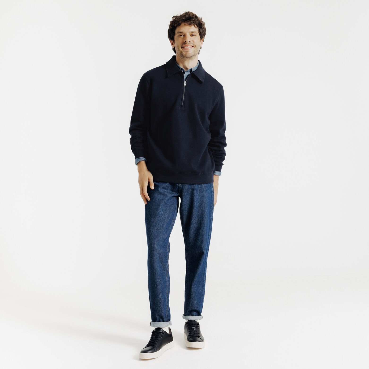 Sweater met polokraag en rits