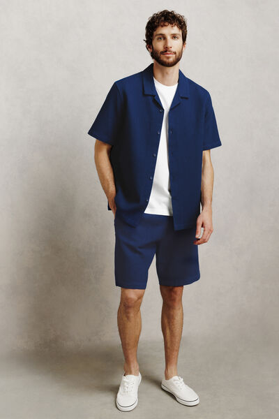 Chemisette coton gaufr&eacute;e unie