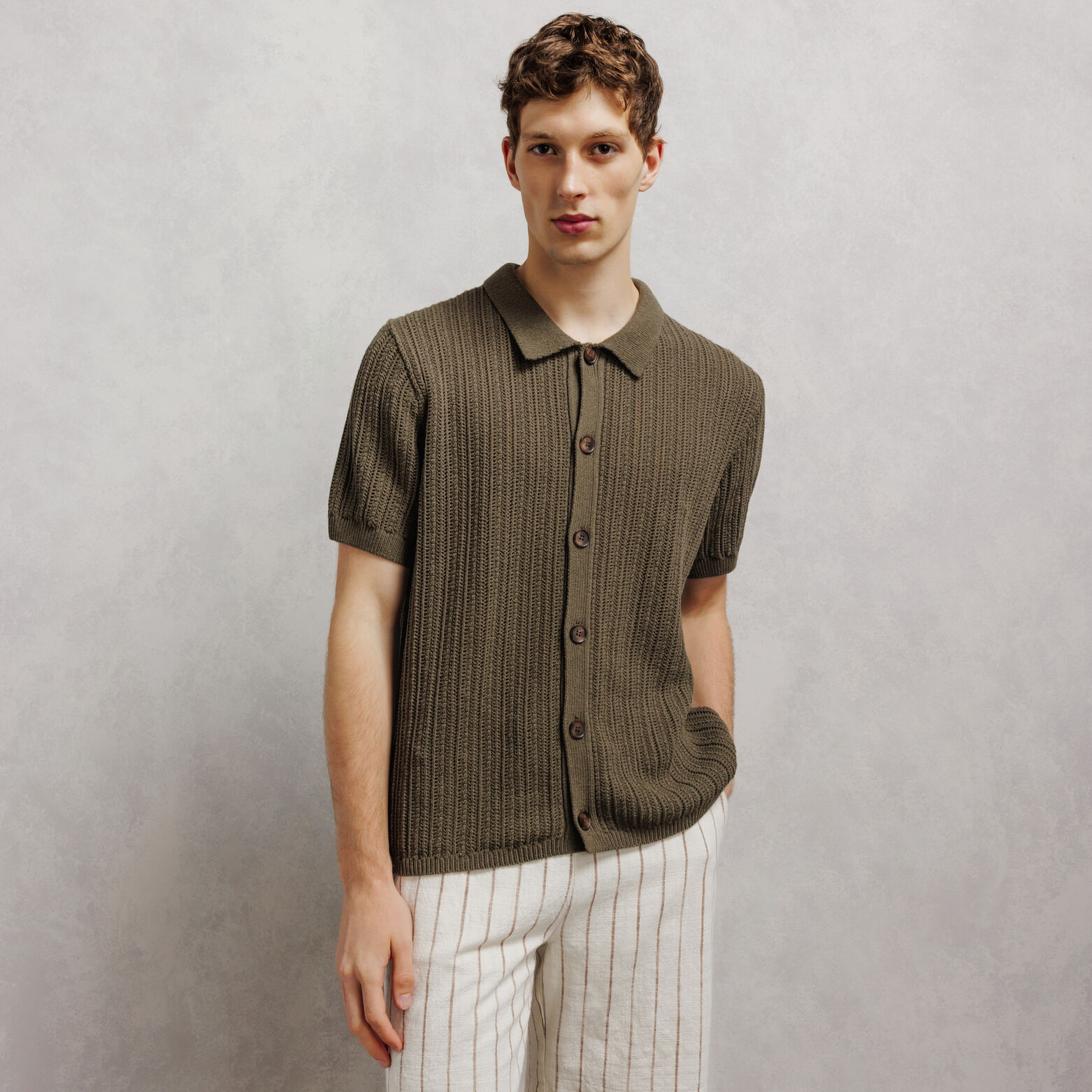 Polo en maille manches courtes crochet