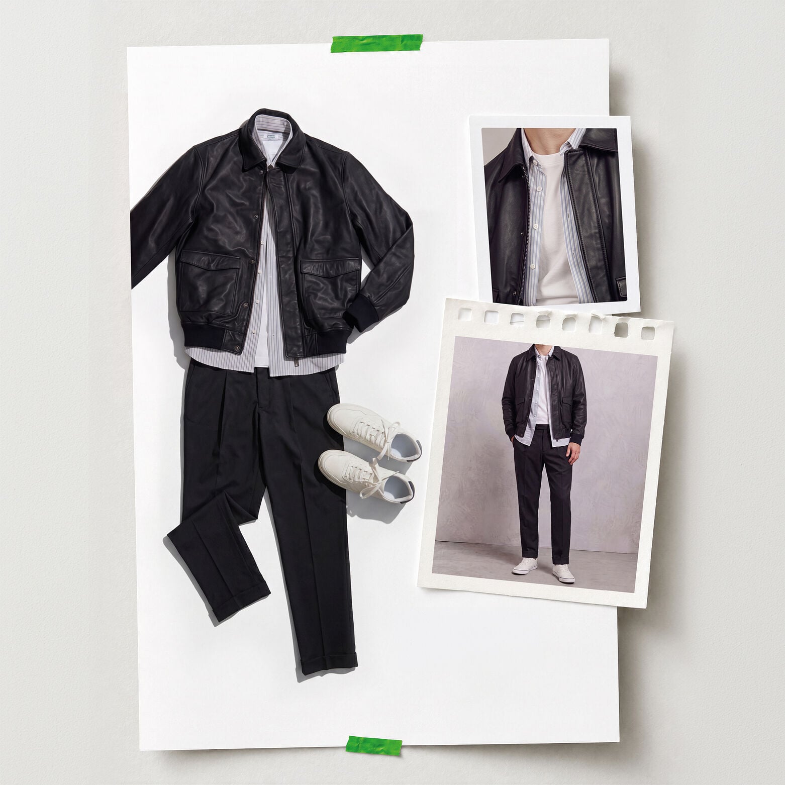 Blouson 100% cuir col chemise