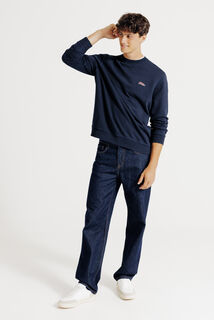 Sweat col rond effet d&eacute;lav&eacute; patch