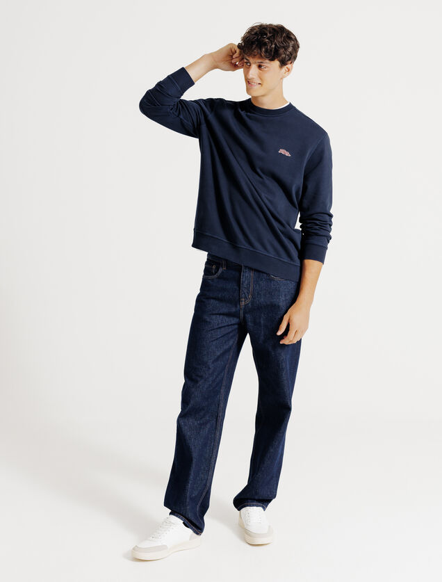 Sweat col rond effet d&eacute;lav&eacute; patch