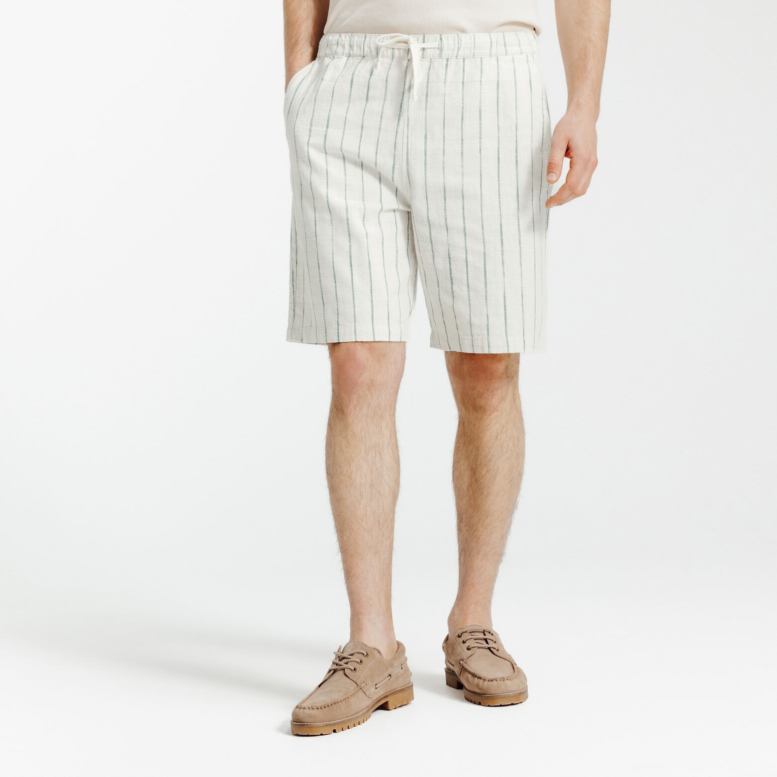 Gestreepte bermuda met elastische tailleband