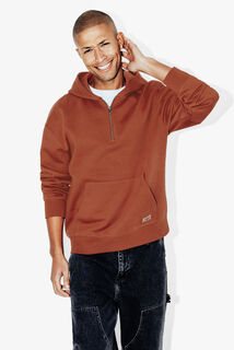 Sweater met kap en ritskraag