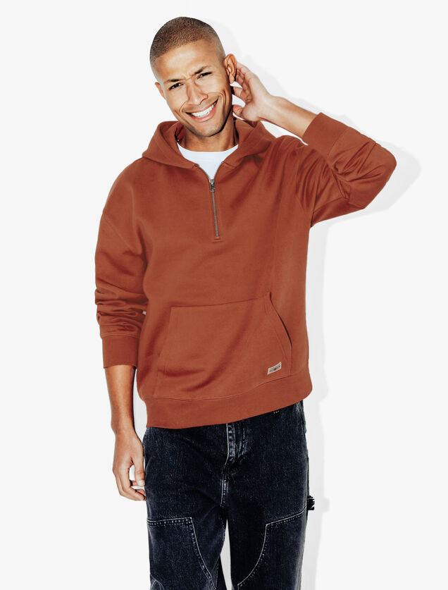 Sweater met kap en ritskraag