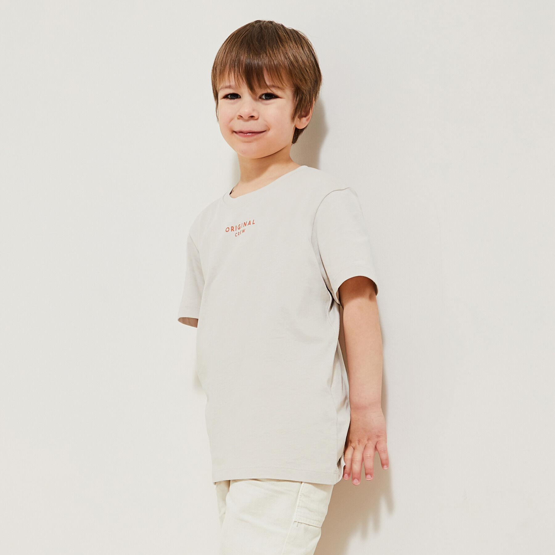 Tee shirt enfant imprime devant et dos Beige Jules